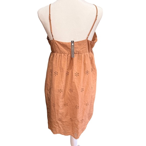 NWT Love Tree Terracotta Eyelet Mini Dress Adjustable Straps M Boho Girlhood - Picture 3 of 13